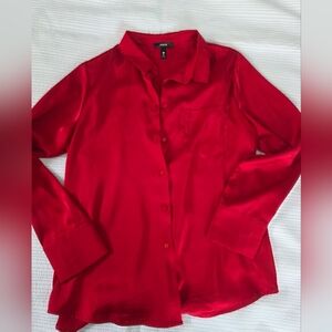AQUA Red SATIN BLOUSE